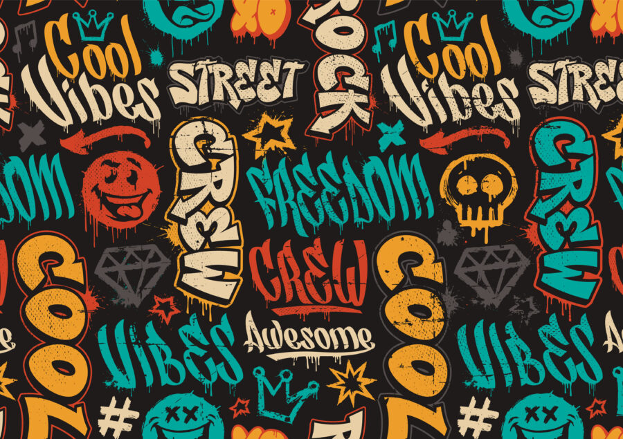 Seamless pattern with graffiti art
