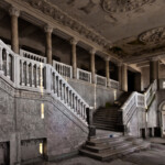 abandoned hall of a rich hotel with columns, the luxury of decline.
Hotel Gagripsh, Abkhazia.